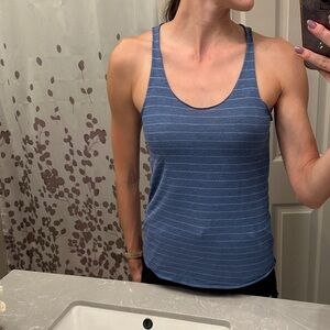 Blue Striped Women's Racer Back Tank Top